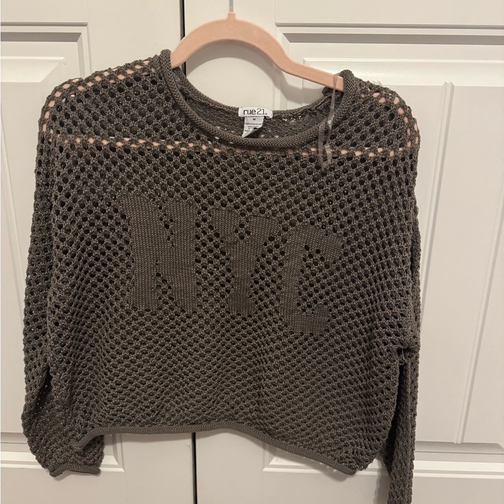 rue21 Brown Mesh NYC Sweater